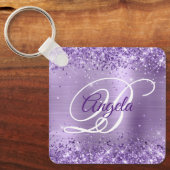 Glittery Light Lila Foil Extravagant Monogram Schlüsselanhänger (Vorderseite)