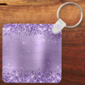 Glittery Light Lila Foil Extravagant Monogram Schlüsselanhänger (Rückseite)