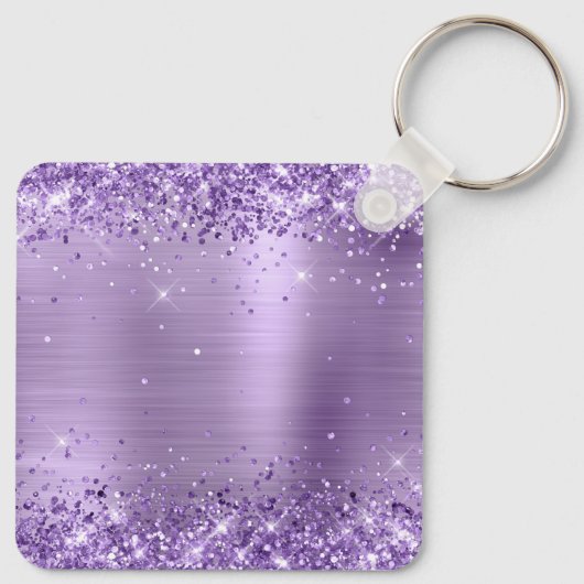 Glittery Light Lila Foil Extravagant Monogram Schlüsselanhänger (Rückseite)