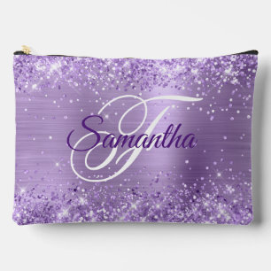 Glittery Light Lila Foil Extravagant Monogram Zubehörtasche