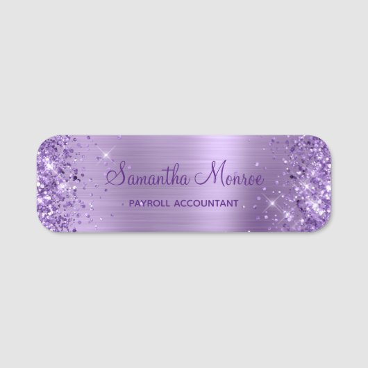 Glittery Light Lila Foil Namensschild (Vorderseite)