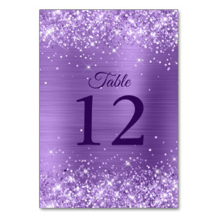 Glittery Light Lila Foil Wedding Tischnummer