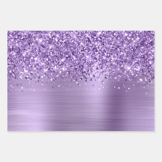 Glittery Light Lila Glam Geschenkpapier Set (Vorderseite)
