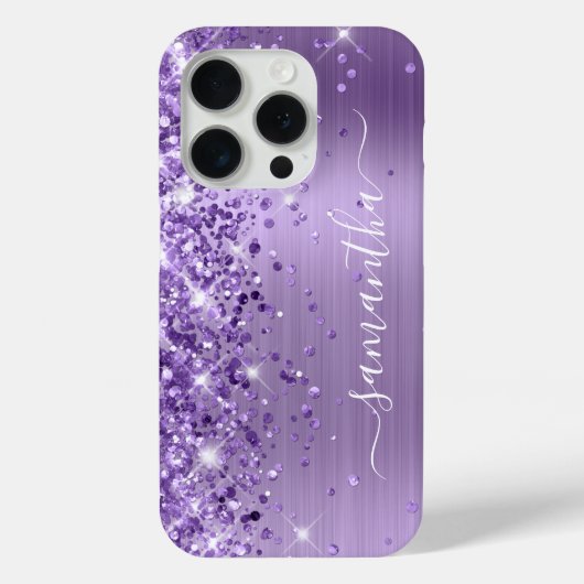 Glittery Light Lila Glam Girly Signature Case-Mate iPhone Hülle (Rückseite)