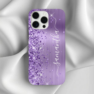 Glittery Light Lila Glam Girly Signature iPhone 16 Pro Max Hülle