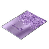 Glittery Light Lila Glam Script Name Notizblock (Linke Seite)