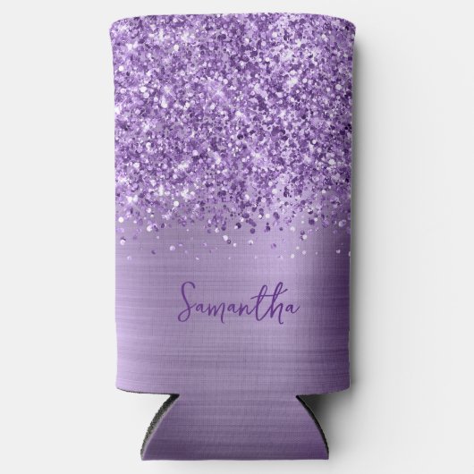 Glittery Light Lila Glam Script Name Selters Dosenkühler (Vorderseite)