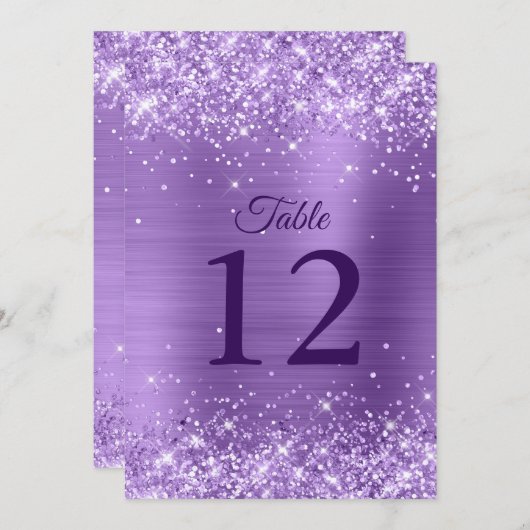 Glittery Light Lila Tischnummer 12x18 Card (Vorne/Hinten)