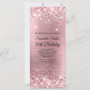 Glittery Light Pink Foil 50. Geburtstag Einladung