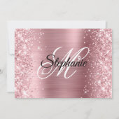 Glittery Light Pink Foil Monogram 50. Geburtstag Einladung (Rückseite)