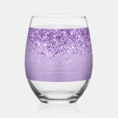 Glittery Light Purple Glam Name Weinglas Ohne Stiel (Rechts)
