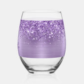 Glittery Light Purple Glam Name Weinglas Ohne Stiel (Links)