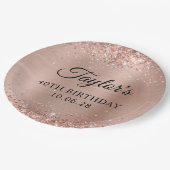 Glittery Light Rose Gold Foil 40. Geburtstag Pappteller (Schrägansicht)
