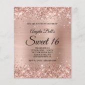 Glittery Light Rose Gold Sweet 16 Paper Flyer (Vorne)