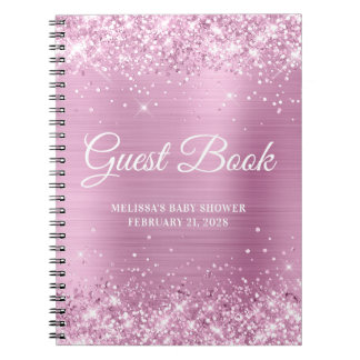 Glittery Light Rose Pink Baby Showbook Notizblock