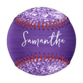 Glittery Lila Amethyst Glam Name Baseball (Vorderseite)