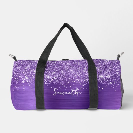 Glittery Lila Amethyst Glam Name Duffle Bag (Vorderseite)
