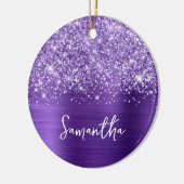Glittery Lila Amethyst Glam Name Foto Keramik Ornament (Links)