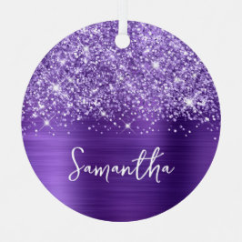 Glittery Lila Amethyst Glam Name Ornament Aus Metall