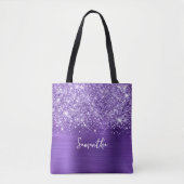 Glittery Lila Amethyst Glam Name Tasche (Vorderseite)