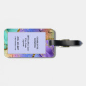 Glittery Lila, Aqua Blue und Emerald Green Ombre Gepäckanhänger (Rückseite horizontal)