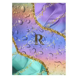 Glittery Lila, Aqua Blue und Emerald Green Ombre Tischdecke
