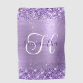 Glittery Lila Glam Mit Monogramm Golfhandtuch (Vorderseite)