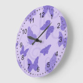 Glittery lila Schmetterlinge Große Wanduhr (Winkel)