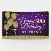 Glittery Lila und Gold Happy Birthday Banner (Horizontal)