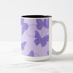 Glittery Lilac Butterflies Zweifarbige Tasse