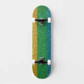 Glittery Look Gold Green and Blue Sparkle Unisex Skateboard (Vorderseite)