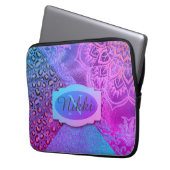 Glittery Lotus Leopard Monogram Laptopschutzhülle (Vorderseite Links)