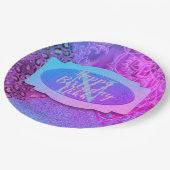 Glittery Lotus Leopard Monogram Pappteller (Schrägansicht)