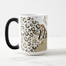 Glittery Lotus Leopard Monogram Personalisiert Verwandlungstasse