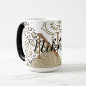 Glittery Lotus Leopard Monogram Personalisiert Verwandlungstasse (Vorderseite Links)