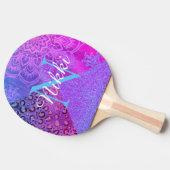 Glittery Lotus Leopard Monogram Pong Paddle Tischtennis Schläger (Seitenansicht)