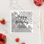 Glittery Mandala Leopard Personalisiert Geburtstag Serviette (Beispiel)