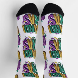 Glittery Mardi Gras Gras Women's T-Shirt, Purple G Socken