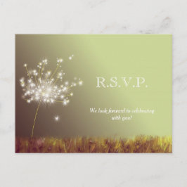 Glittery Meadow Dandelions Wedding RSVP Einladungspostkarte
