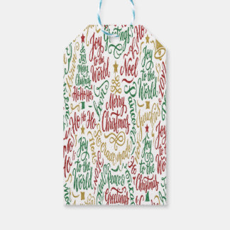 Glittery Merry Christmas and Joy Typography Geschenkanhänger