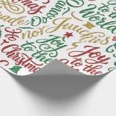 Glittery Merry Christmas and Joy Typography Geschenkpapier (Ecke)
