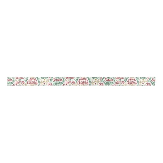 Glittery Merry Christmas and Joy Typography Satinband (Vorderseite)