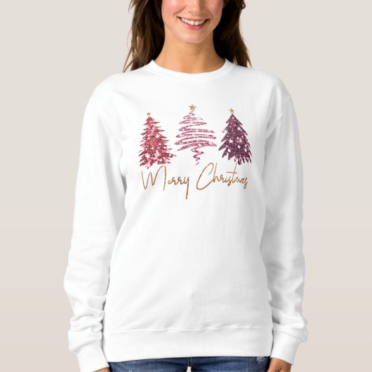 Glittery Merry Christmas Basic Sweatshirt (Vorderseite)