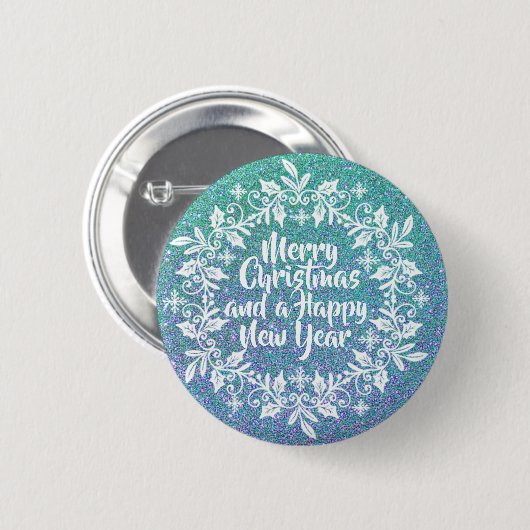 Glittery Merry Christmas | Schaltfläche Button (Vorne & Hinten)