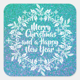 Glittery Merry Christmas | SIEGEL Quadratischer Aufkleber