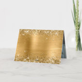 Glittery Metallic Gold Family Photo Karte (Rückseite)