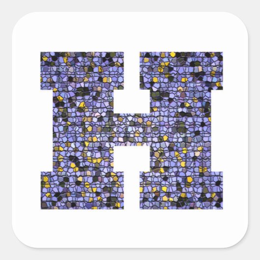 Glittery Mosaic Stainglas Monogram Letter H Quadratischer Aufkleber (Vorderseite)