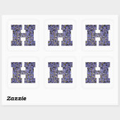 Glittery Mosaic Stainglas Monogram Letter H Quadratischer Aufkleber (Blatt)