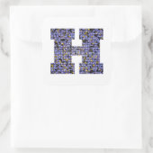 Glittery Mosaic Stainglas Monogram Letter H Quadratischer Aufkleber (Tasche)