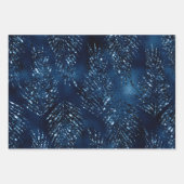 Glittery Navy Blauer Weihnachtsurlaub Geschenkpapier Set (Vorderseite)